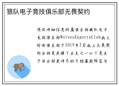 狼队电子竞技俱乐部无畏契约